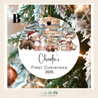 Customizable Ceramic Christmas Ornament 2.75"  First Christmas (Made to Order) Style 2