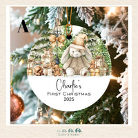 Customizable Ceramic Christmas Ornament 2.75"  First Christmas (Made to Order) Style 2