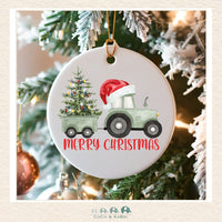 Christmas Ornament (Ceramic) - Merry Christmas Tractor (Made to Order), CoCo & KaBri Children's Boutique