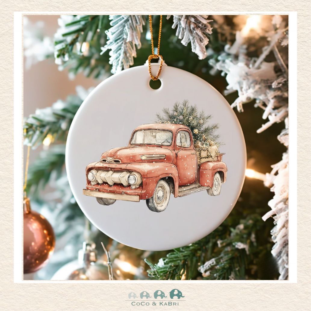 Christmas Ornament (Ceramic) - Vintage Red Truck, CoCo & KaBri Children's Boutique