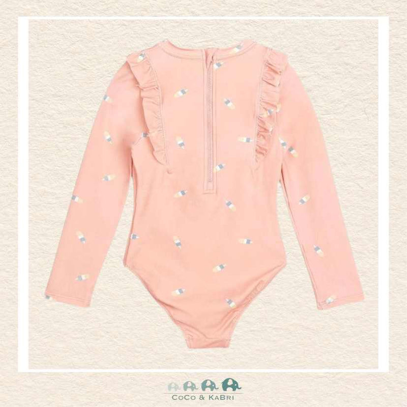Miles the Label: Popsicle Print on Dusty Pink Long-Sleeve One-Piece Swimsuit, CoCo & KaBri Children's Boutique