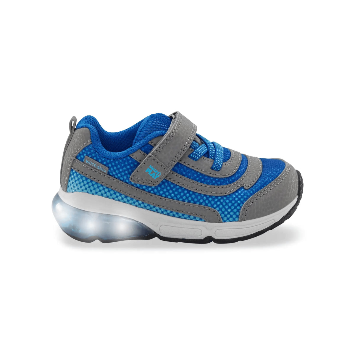 Stride Rite Surge Bounce Running Shoe - Grey/Blue Light Up (U4), CoCo & KaBri Children's Boutique