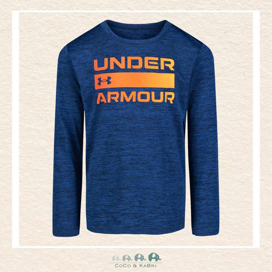 Under Armour: Boys' Long Sleeve Tshirt - Navy/Orange, CoCo & KaBri Children's Boutique