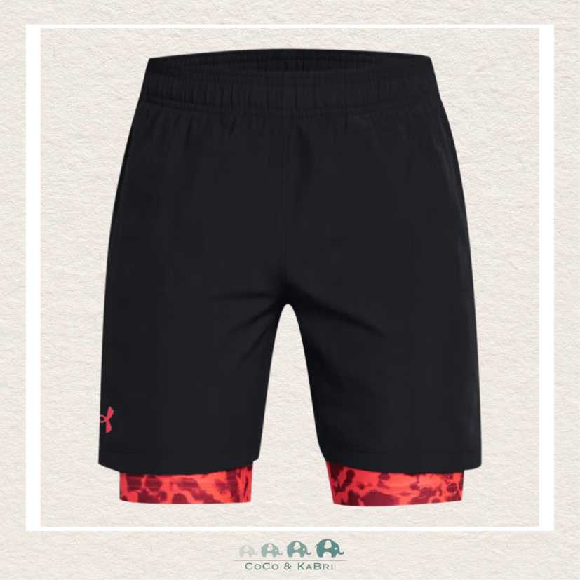 Under Armour Boys' Tech™ Woven 2-in-1 Shorts - Black/Red