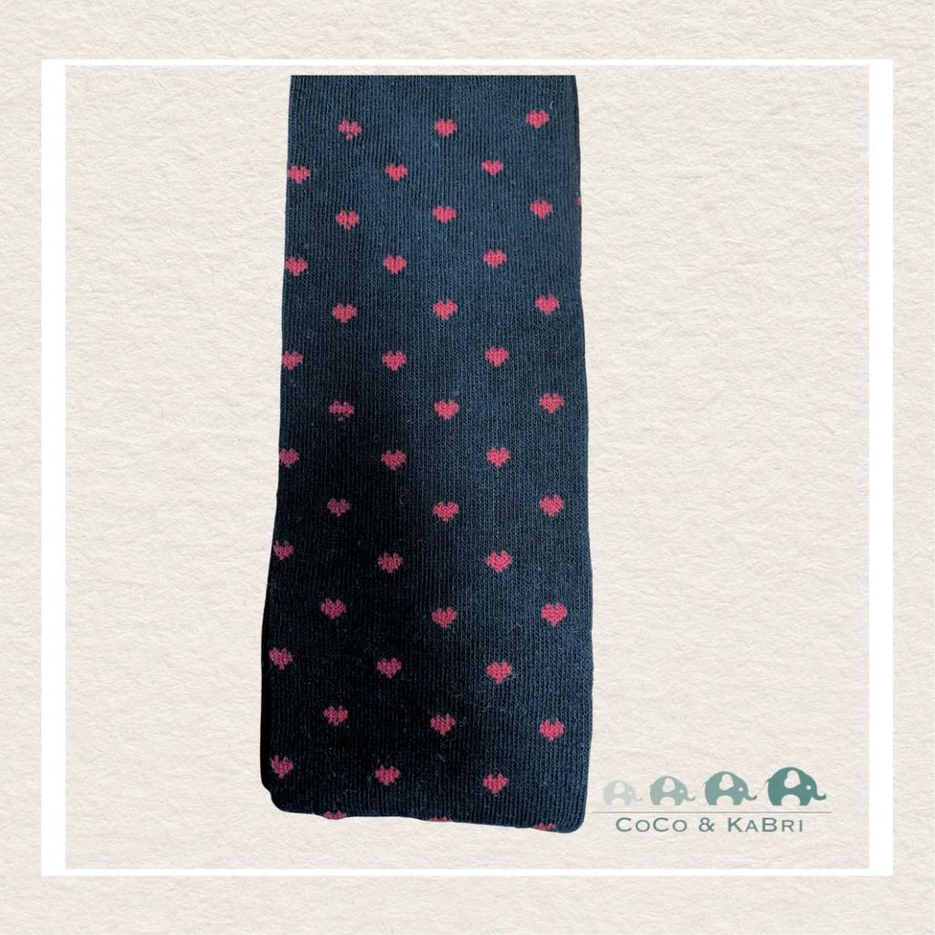 Deux Par Deux: Red Heart Pattern Tights Black