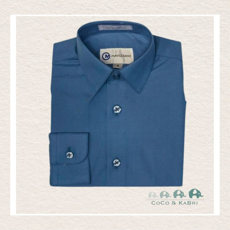 Mavezzano: Slate Blue Dress Shirt, CoCo & KaBri Children's Boutique