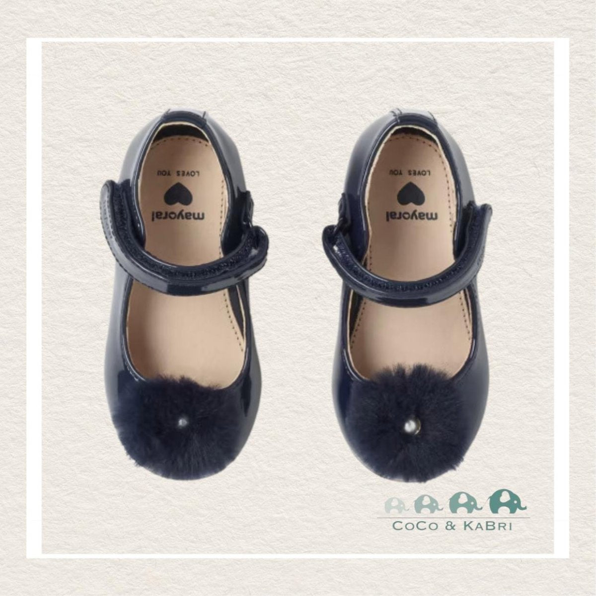 *Mayoral: Pom pom Mary Janes Sustainable Leather Baby Navy (Y2-16)