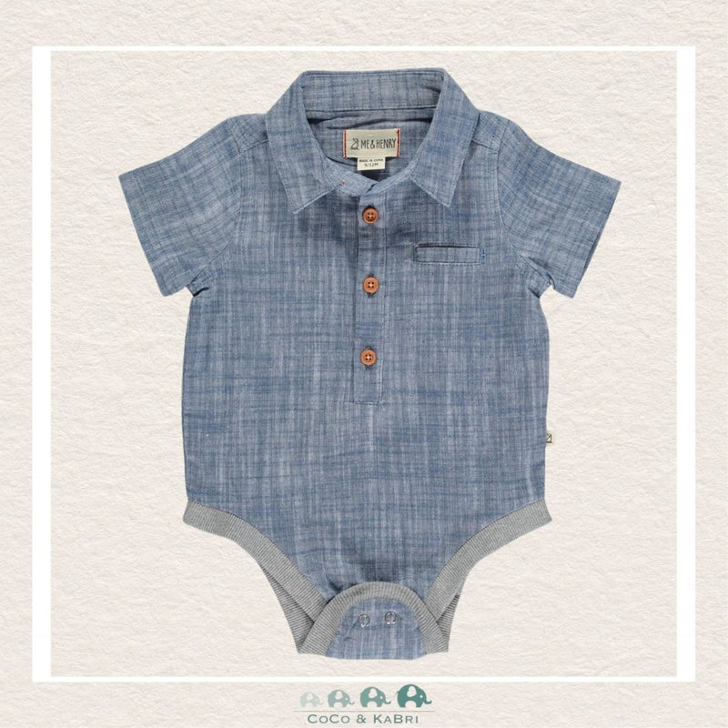 Me & Henry Baby Boy Helford Diaper Shirt - Heathered Blue, CoCo & KaBri Children's Boutique
