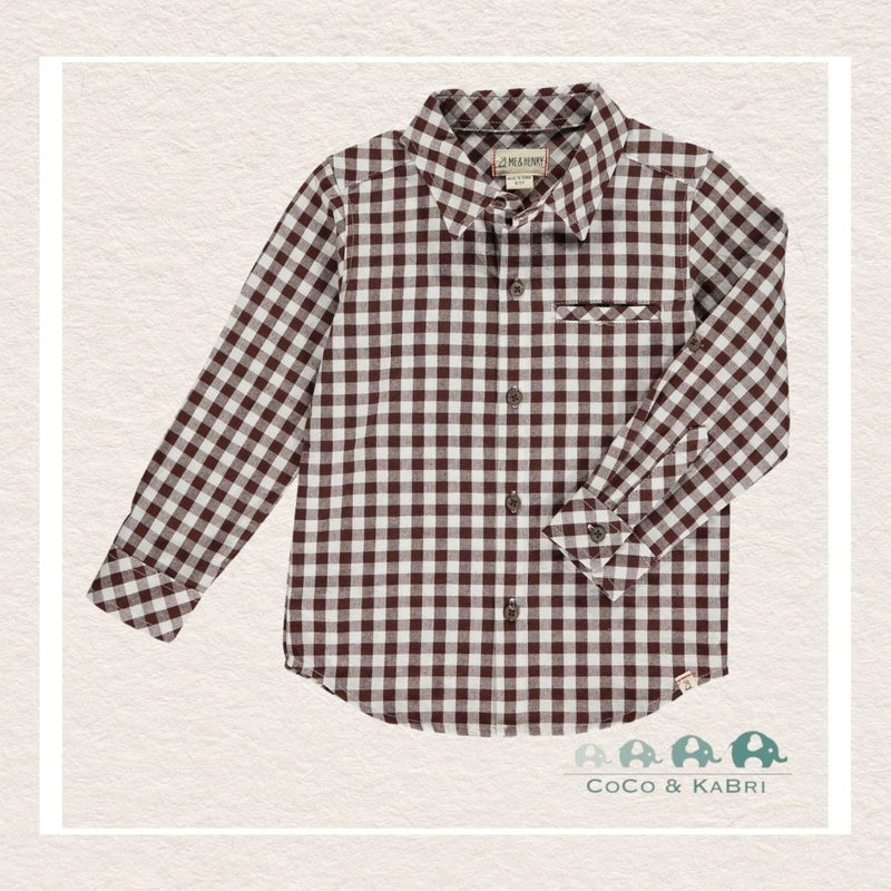 Me & Henry: Boys Atwood Woven Shirt - Brown Micro Plaid, CoCo & KaBri Children's Boutique