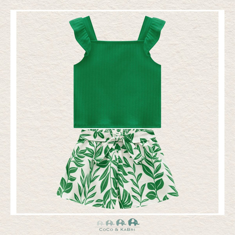 Milon Girls Two Piece Green Tank Top & Shorts, CoCo & KaBri Children's Boutique