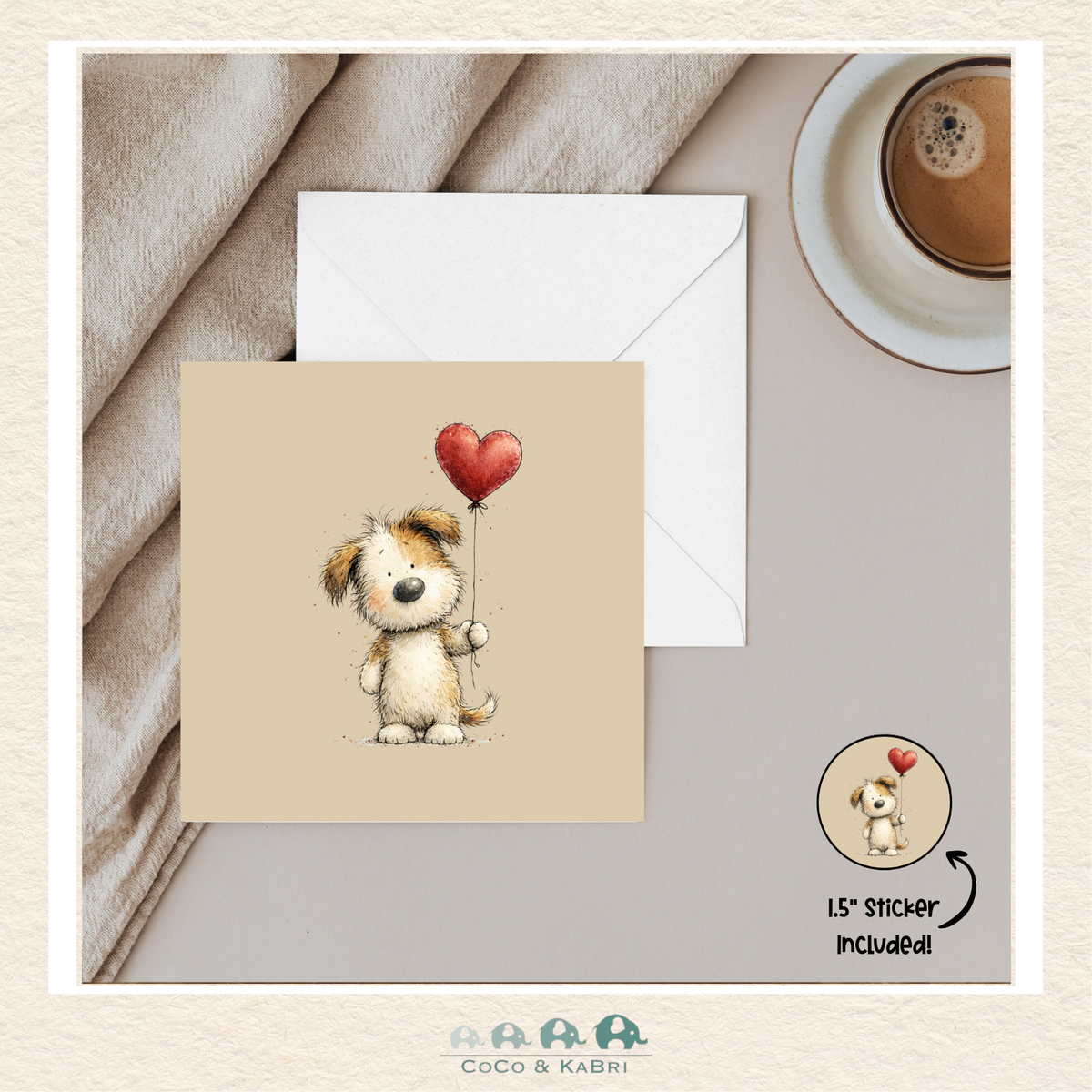 Card - 5" x 5" Card - Puppy Heart