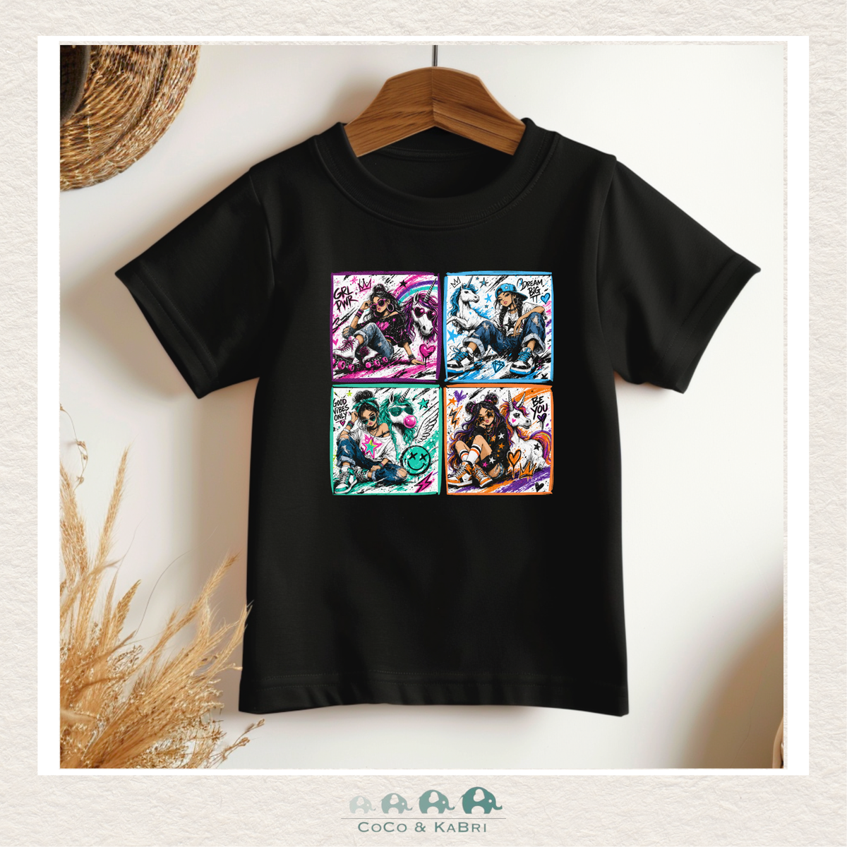 "The Bailey" Toddler Black Tee  - Girls