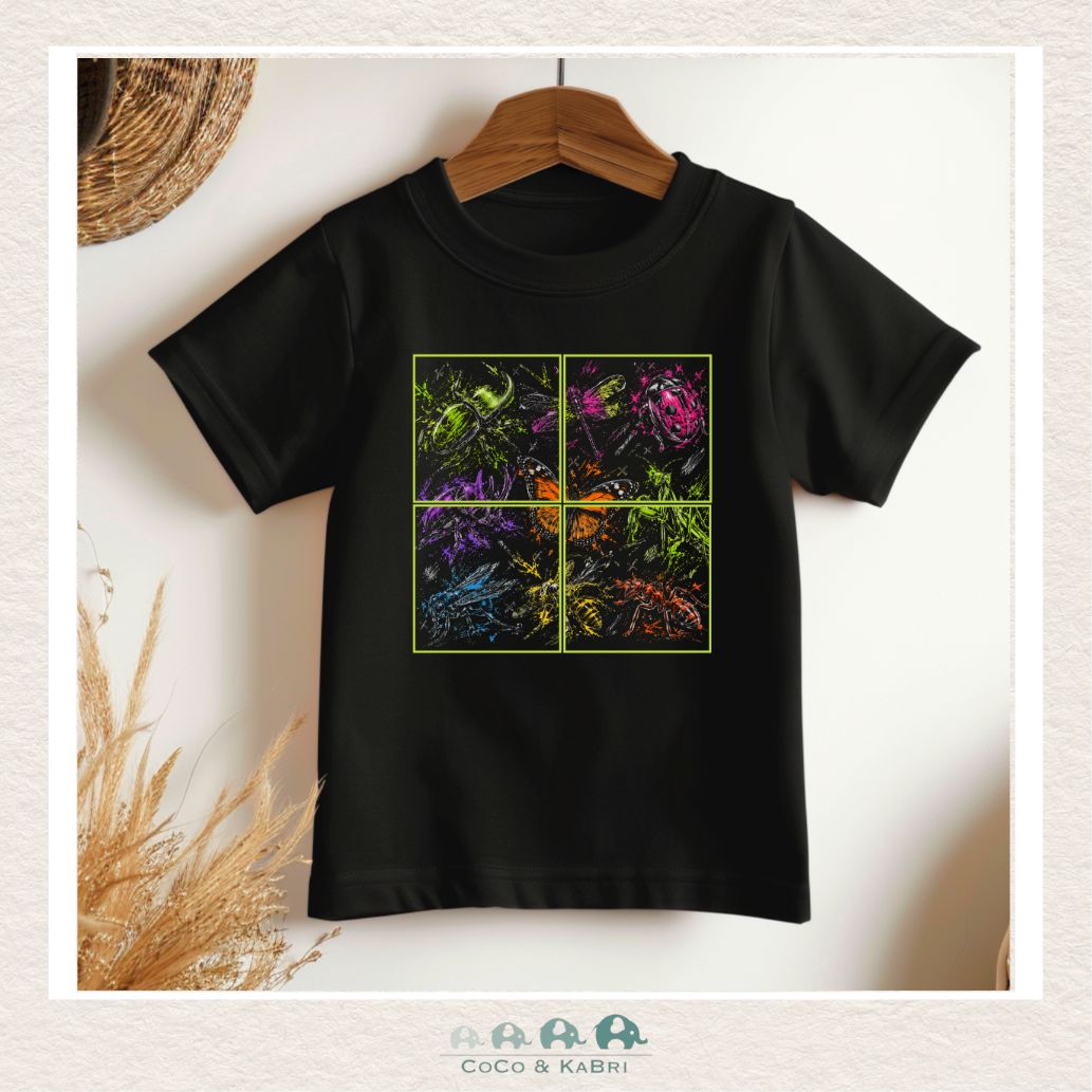 "The Bailey" Toddler Black Tee  - 4 Squares Insects