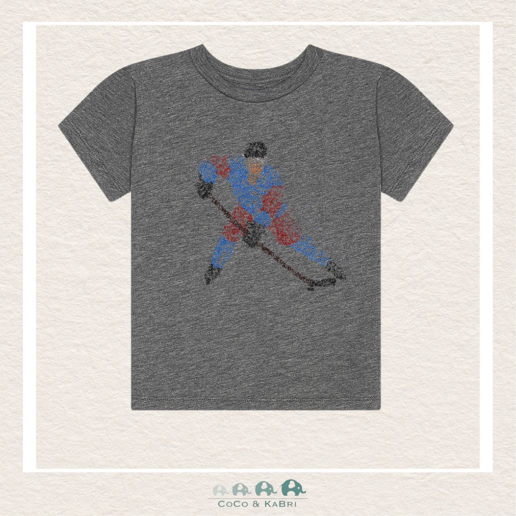 "The Jordan" - Soft Gray Tee-  Red & White Hockey Player