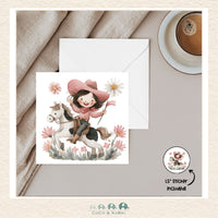 Card - 5" x 5" Card - Cowgirl on Horse