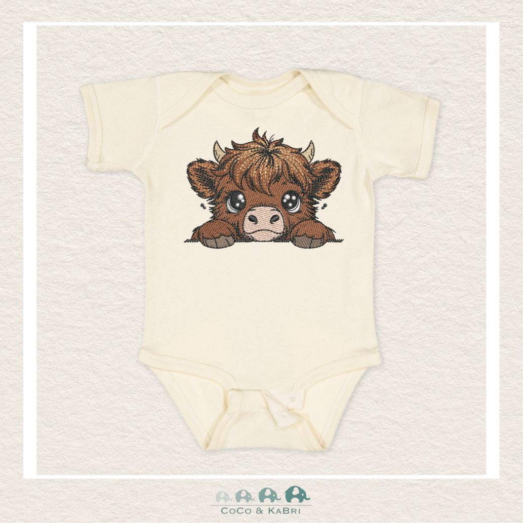 *"The Harper" Baby Rib Natural Color Diaper Shirt - Highland Baby Cow
