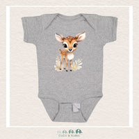 *"The Harper" Baby Gray Ribbed Diaper Shirt - Baby Fawn