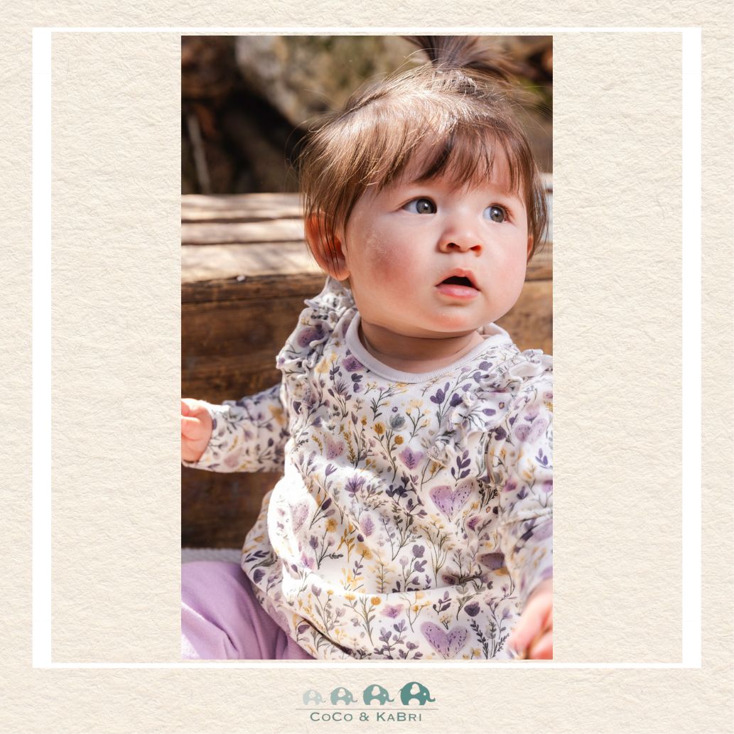 Deux Par Deux Purple Organic Cotton Pant & Flopral Top Set
