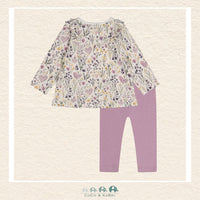 Deux Par Deux Purple Organic Cotton Pant & Flopral Top Set