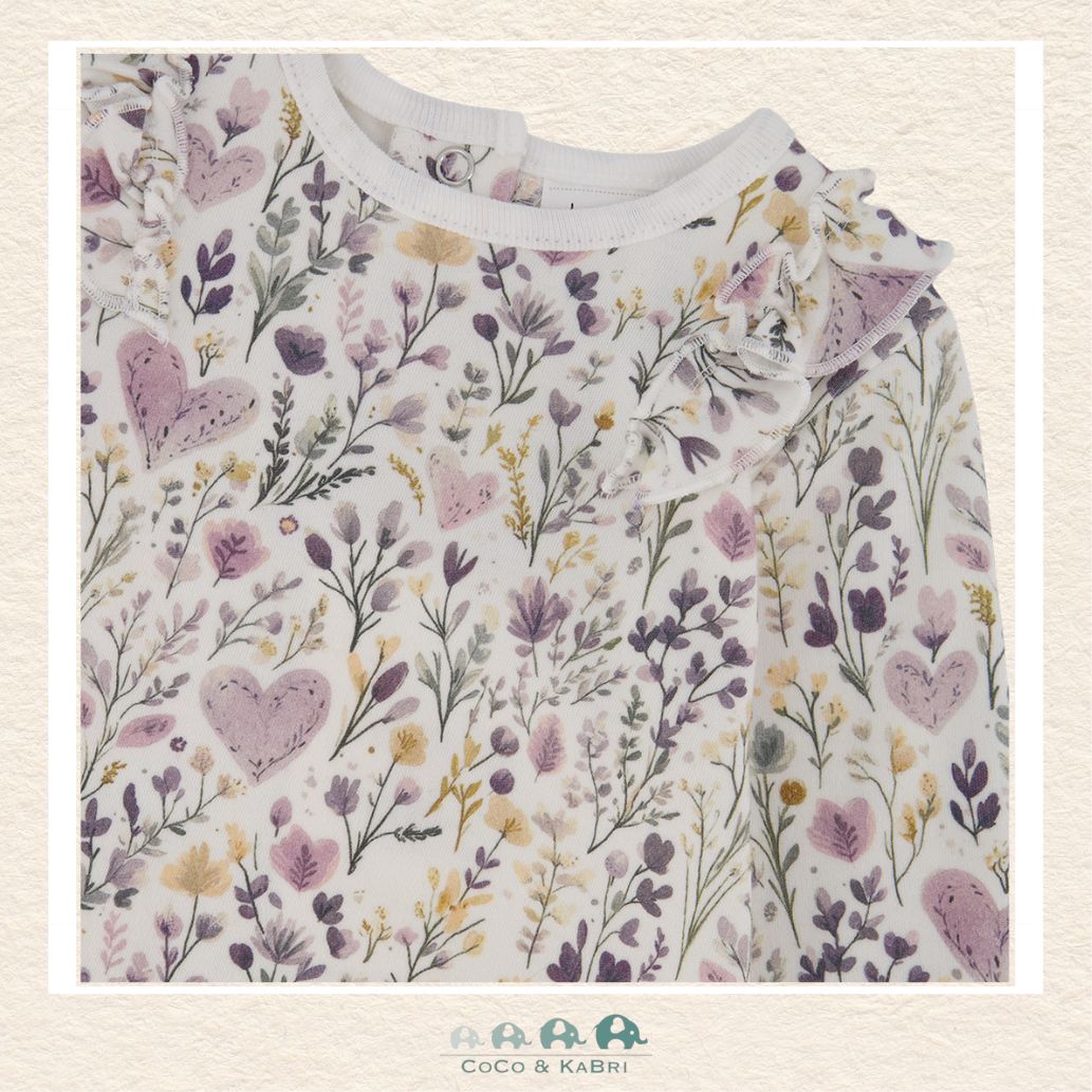 Deux Par Deux Purple Organic Cotton Pant & Flopral Top Set