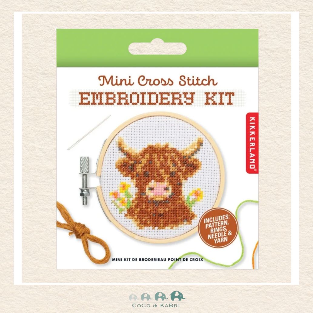 Kikkerland- Mini Cross Embroidery - Highland Cow