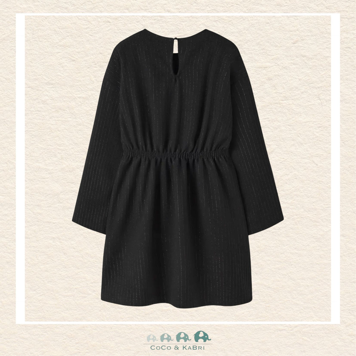 Back view of the black dress showcasing the sleek tailoring and the easy-access closure designed for effortless dressing