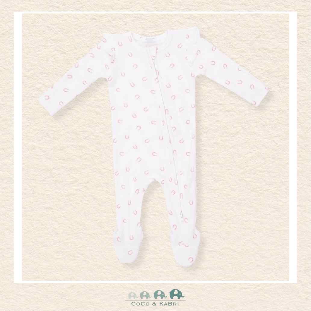 Angel Dear: Little Horseshoes Pink - 2 Way Ruffle Sleeve Zipper Footie