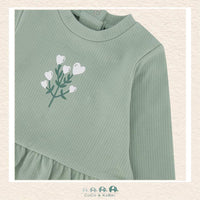 Deux Par Deux Sage Green Organic Cotton Tunic & Purple Floral Legging Set