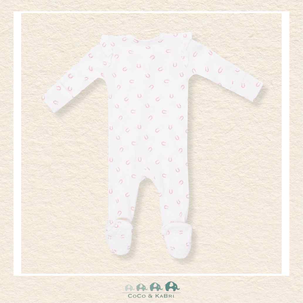 Angel Dear: Little Horseshoes Pink - 2 Way Ruffle Sleeve Zipper Footie