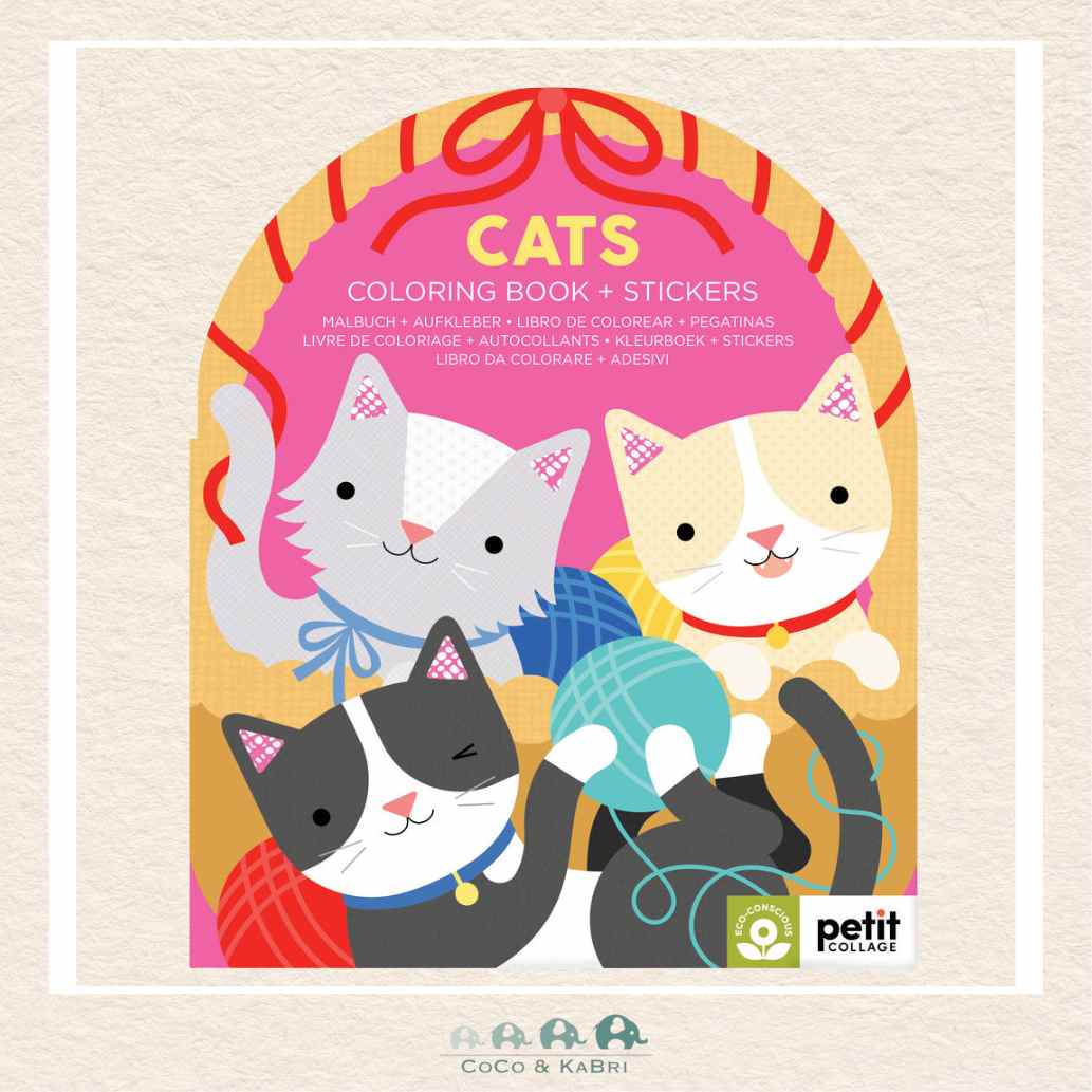 Cats Coloring Book + Stickers