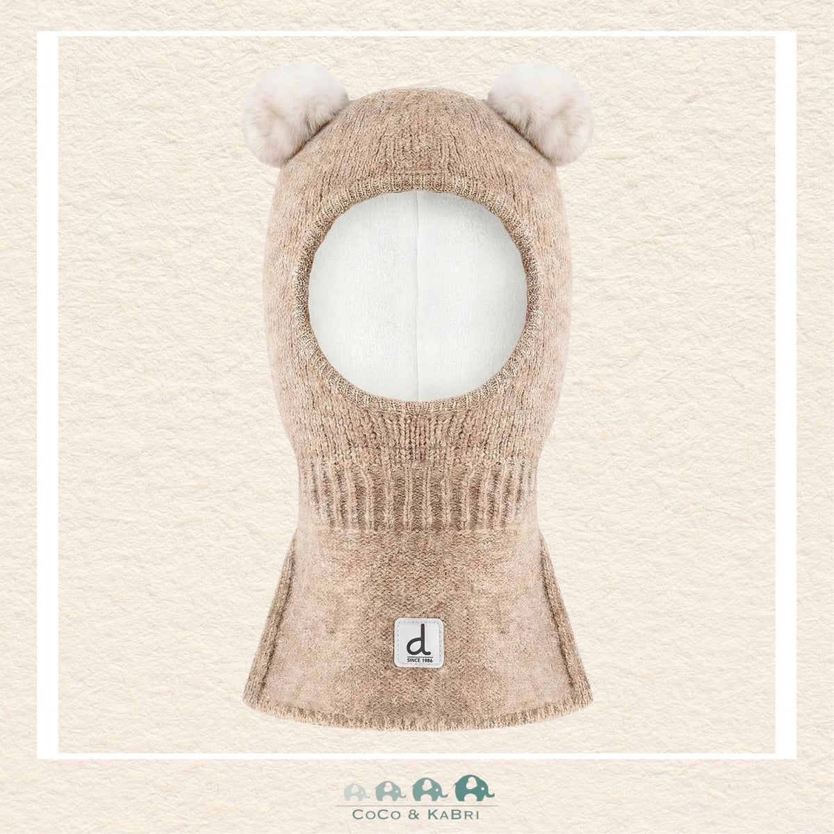 Deux Par Deux: Baby Knit Bear Balaclava Light Taupe 6/24m