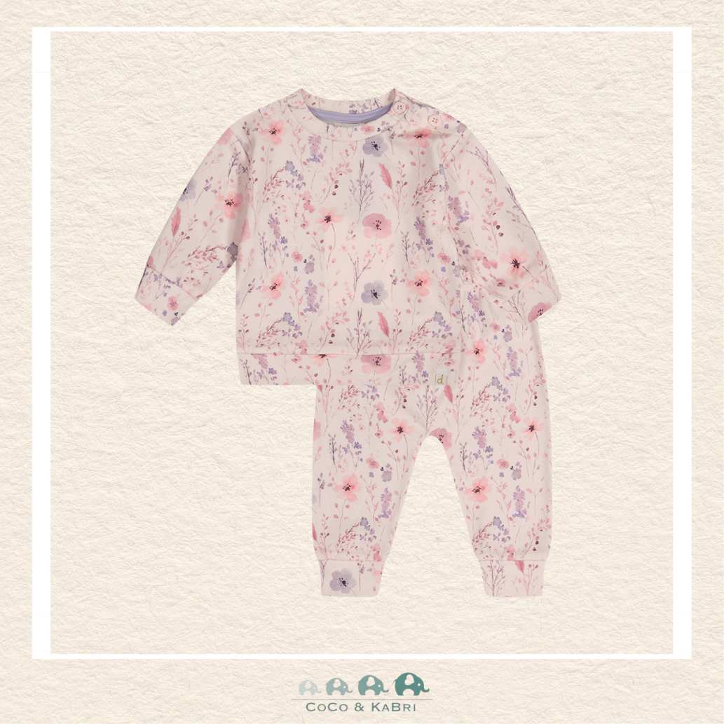 Deux Par Deux Pink Floral Organic Cotton Pant & Top Set