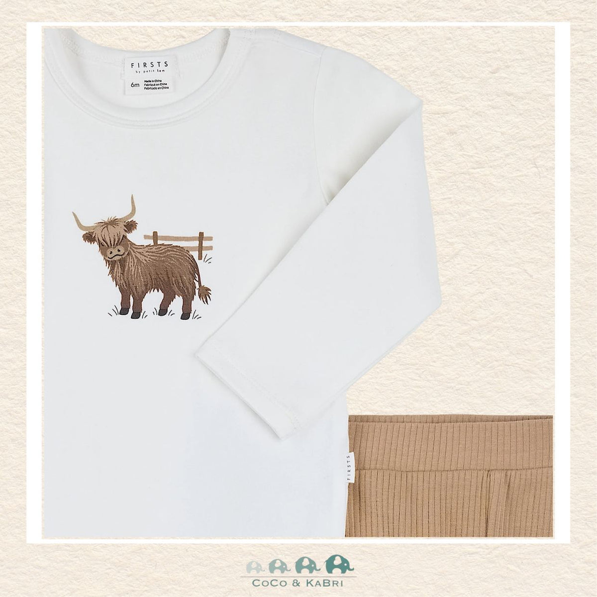 🇨🇦 Petit Lem: Baby Highland Cow Diaper Shirt & Pants Set