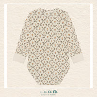 Back view of the Minymo Baby Girl Seedpearl Floral Diaper Shirt showing the continuous garden-inspired print and the clean, professional finish