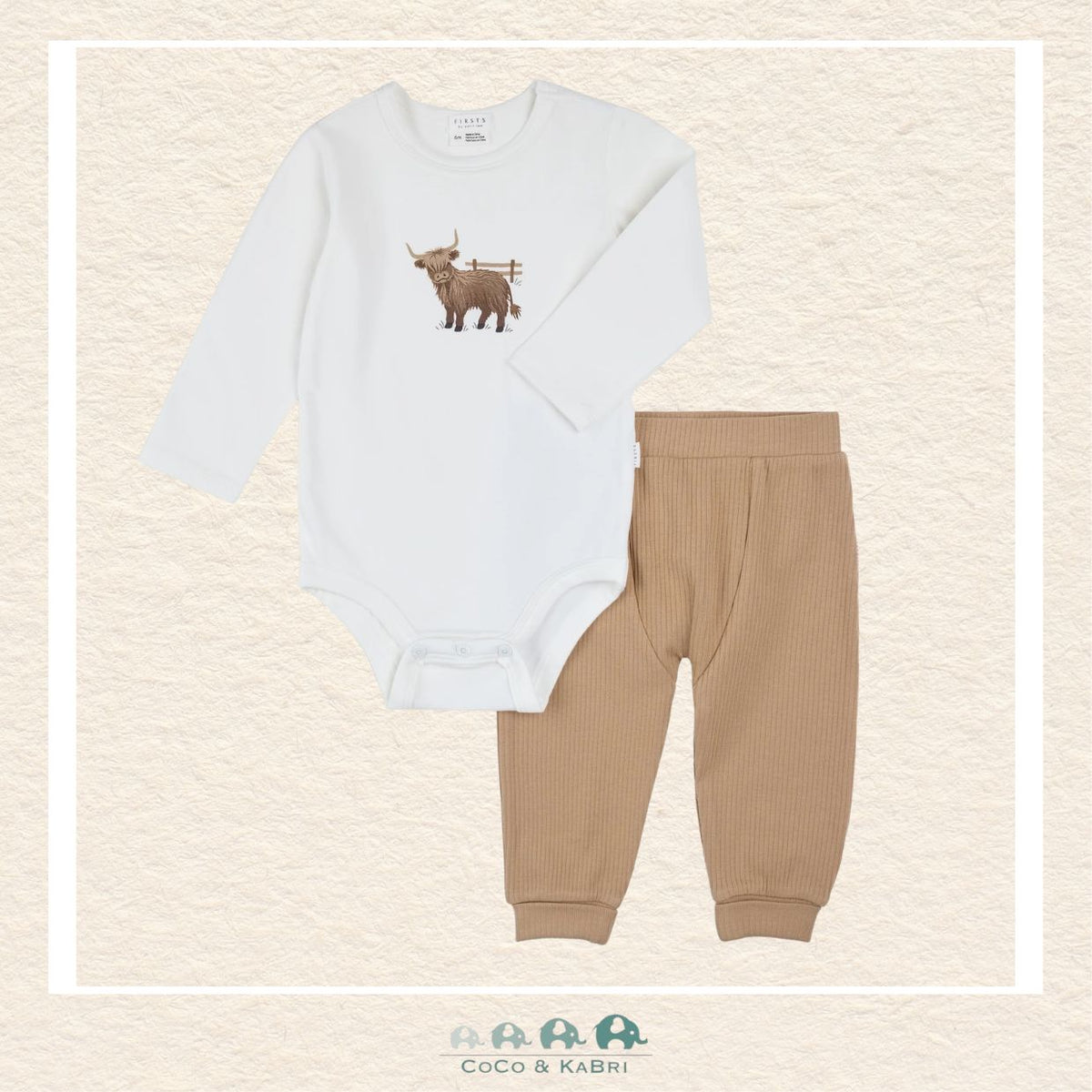 🇨🇦 Petit Lem: Baby Highland Cow Diaper Shirt & Pants Set