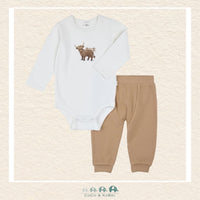 🇨🇦 Petit Lem: Baby Highland Cow Diaper Shirt & Pants Set
