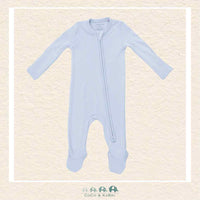 Angel Dear: Solid Sheer Blue Rib - 2 Way Zipper Footie