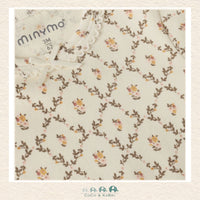 Close-up detail of the Minymo Floral Diaper Shirt highlighting the intricate wildflower pattern and the breathable, high-quality Seedpearl fabric texture