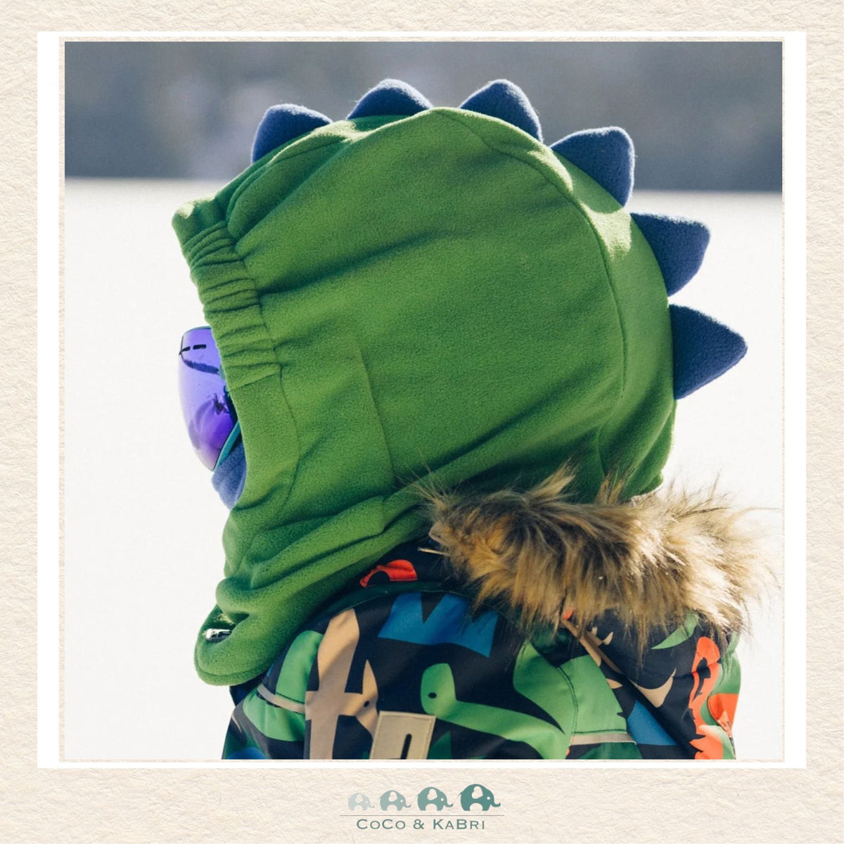 Deux Par Deux: Oversized Dino Polar Balaclava For Ski Helmet Bright Green