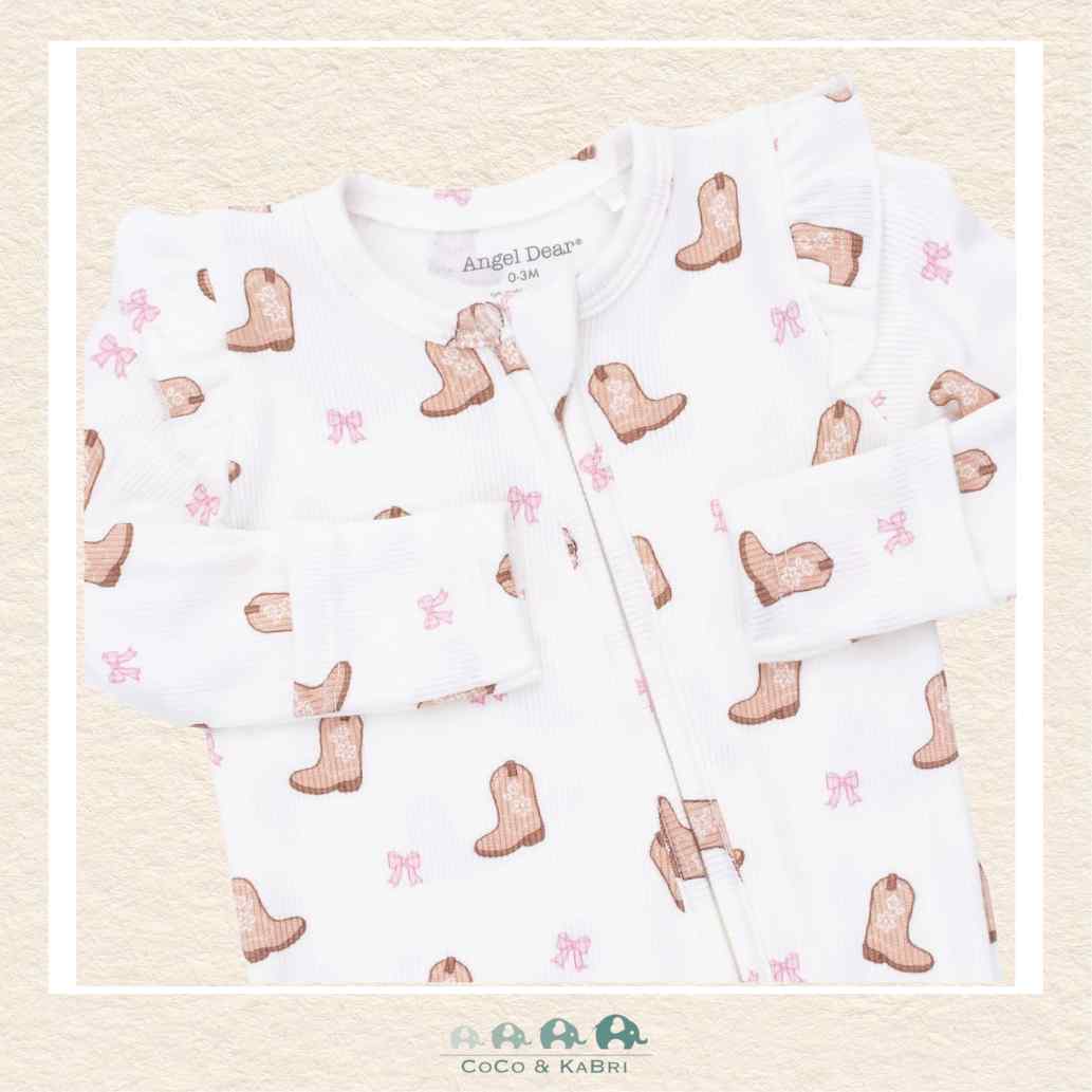 Angel Dear: Mini Cowgirl Boots - 2 Way Ruffle Sleeve Zipper Footie