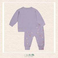 Deux Par Deux Purple Organic Cotton Pant & Top Set - Hedgehog