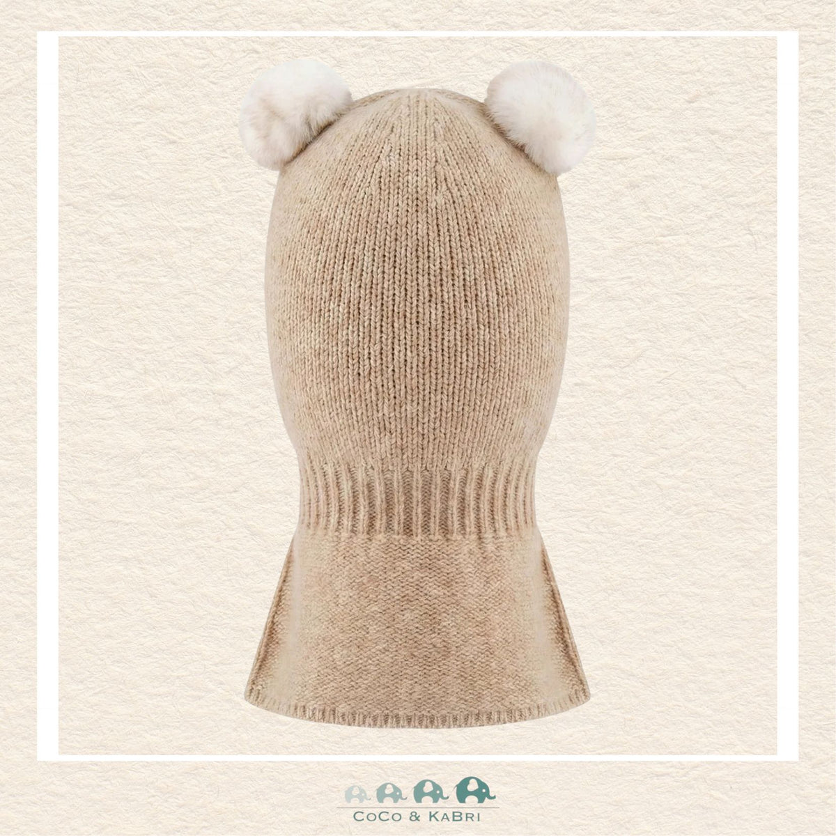 Deux Par Deux: Baby Knit Bear Balaclava Light Taupe 6/24m
