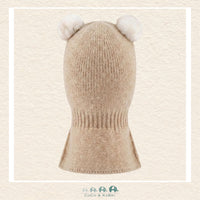 Deux Par Deux: Baby Knit Bear Balaclava Light Taupe 6/24m