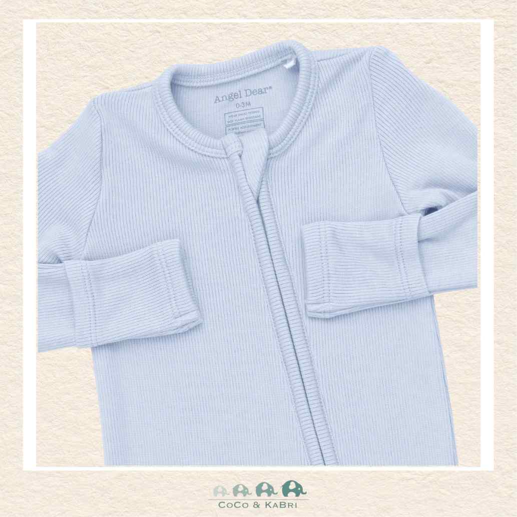 Angel Dear: Solid Sheer Blue Rib - 2 Way Zipper Footie