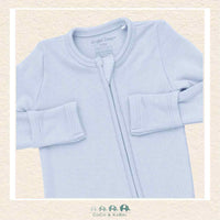 Angel Dear: Solid Sheer Blue Rib - 2 Way Zipper Footie