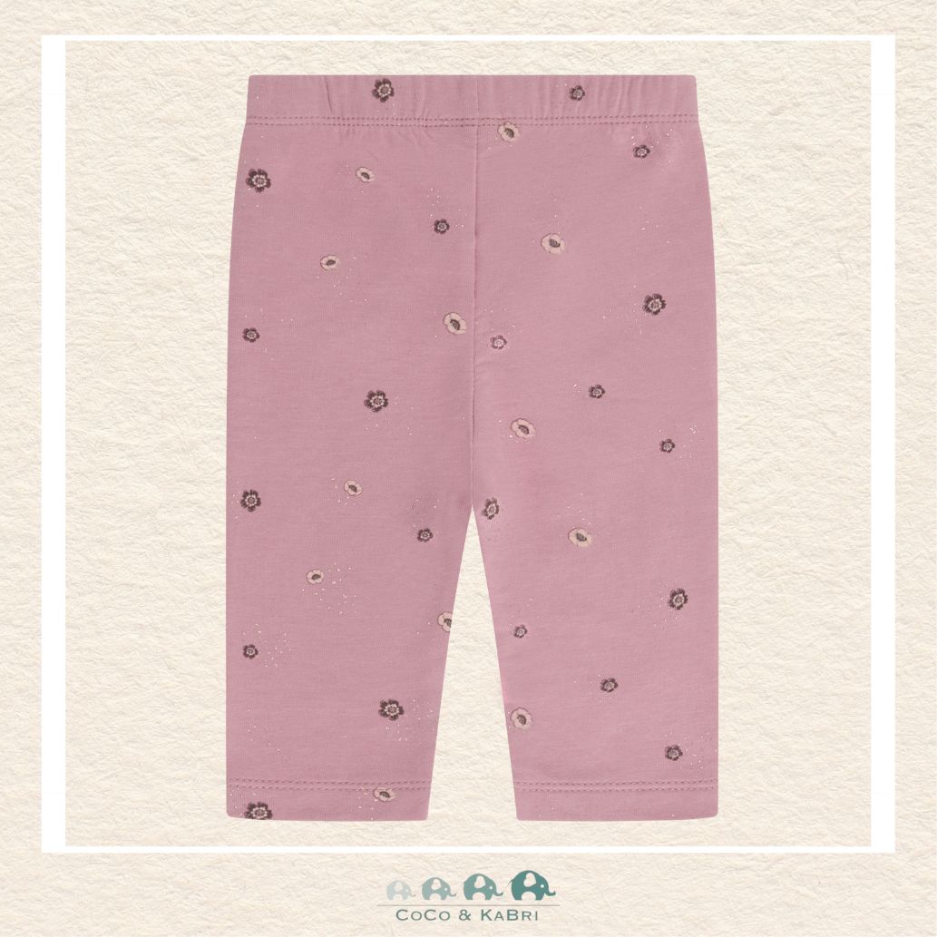 Back view of the baby girl sweat pants demonstrating the clean finish and the durable construction of the premium floral-print knit