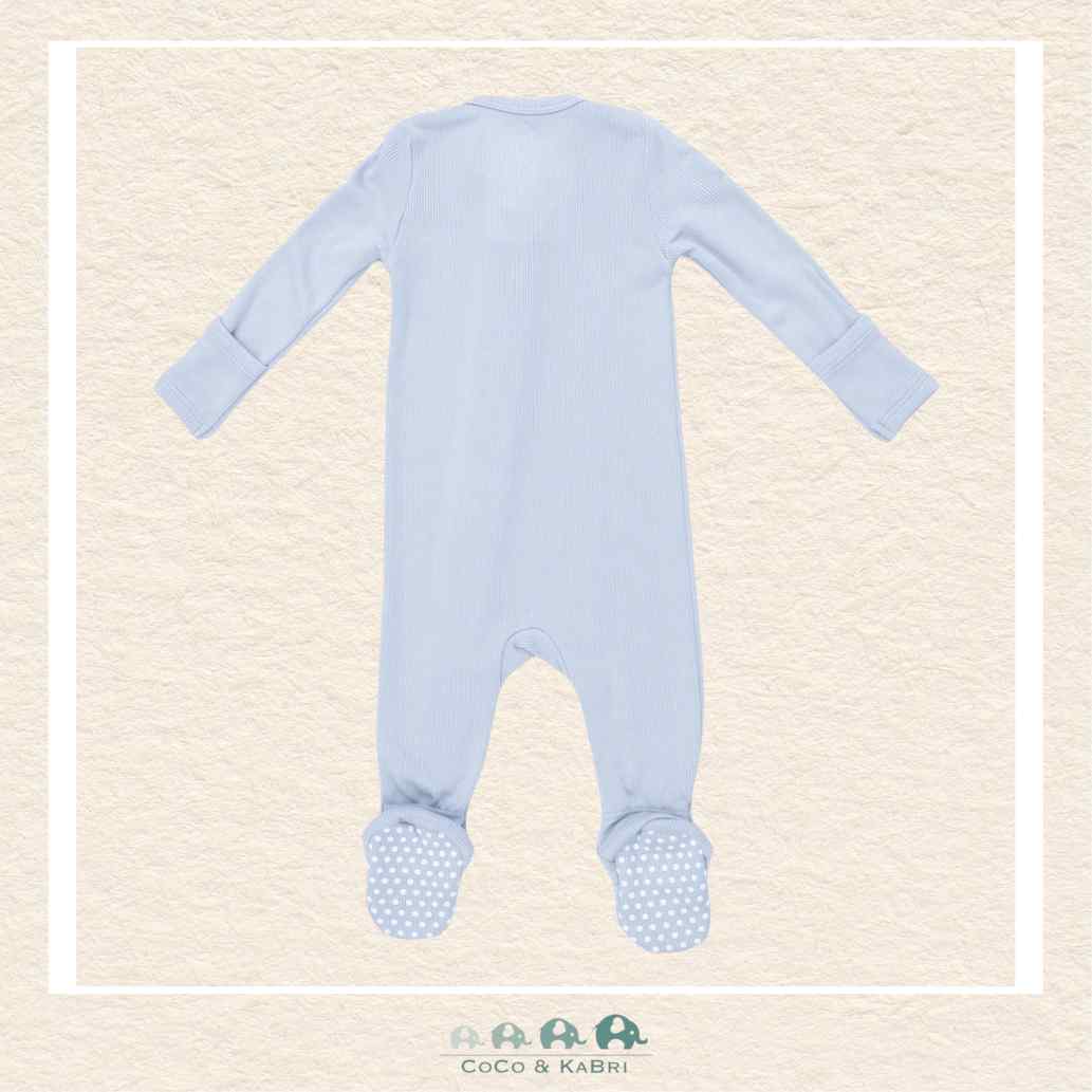 Angel Dear: Solid Sheer Blue Rib - 2 Way Zipper Footie