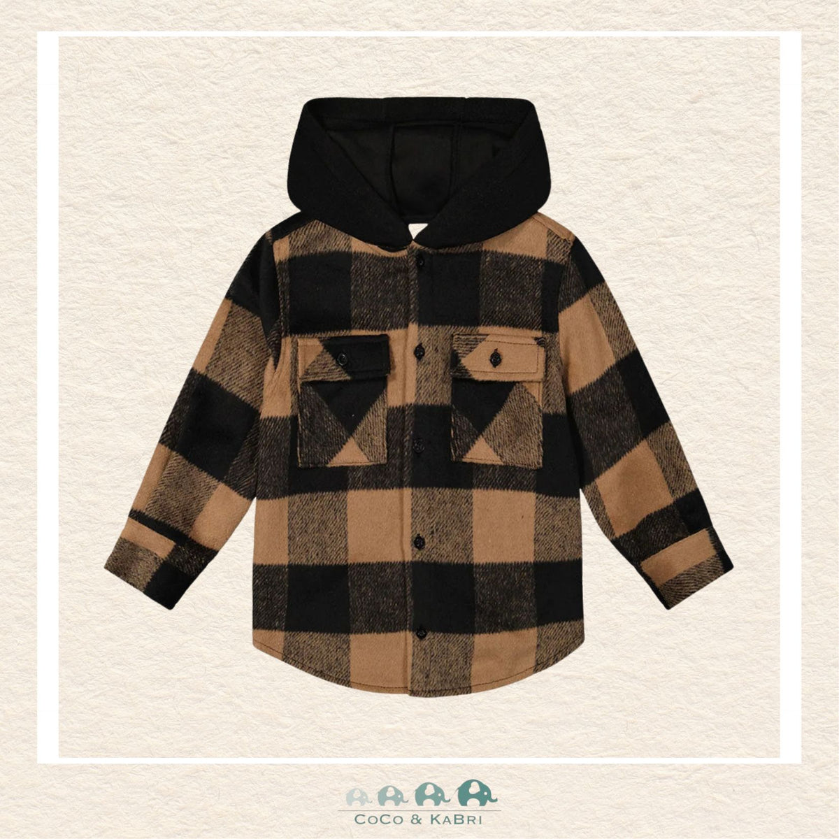 🇨🇦 Deux Par Deux Flannel Shirt With Fleece Hood Brown And Black Plaid