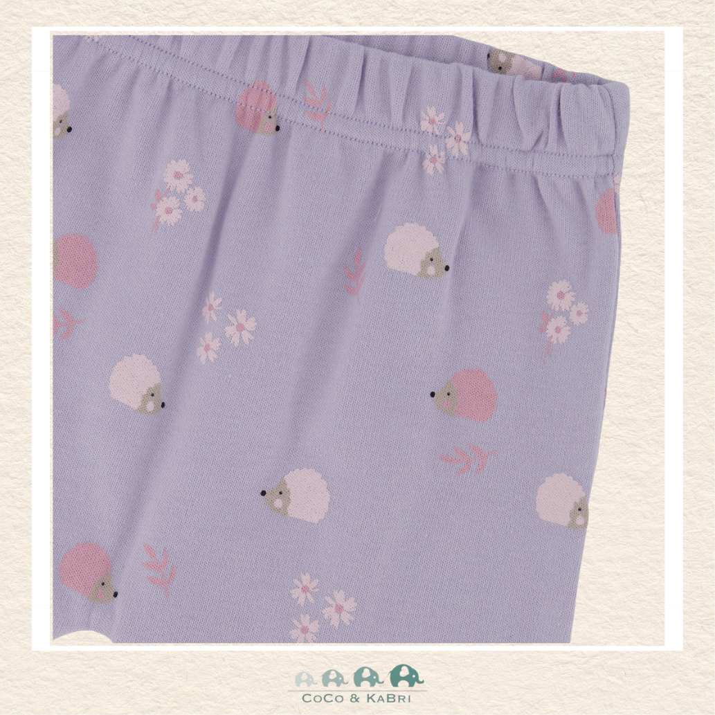 Deux Par Deux Purple Organic Cotton Pant & Top Set - Hedgehog