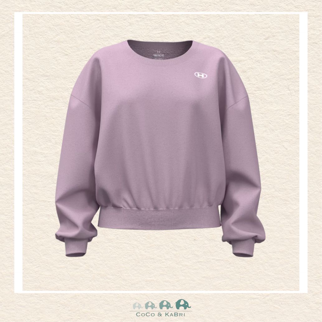 Under Armour Rival Fleece Youth Girls' Oversized Crew Mauve Pink